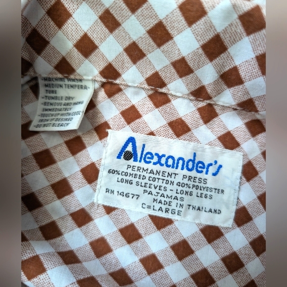 Men's Vintage 80s Alexander's Checkered Pajamas Loungewear EUC - Picture 6 of 6